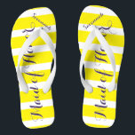 Gepersonaliseerd id van Honor Paars Geel Elke Kleu Teenslippers<br><div class="desc">Geel en Paars patroon van de Stripes van de Plum - Verandering in Om het even welke Kleur door te klikken pas aan. En zeg alles wat je maar wilt. Maak deze van een soort teenslipper met UW bericht op hen. Wees het praatje over het strand!</div>