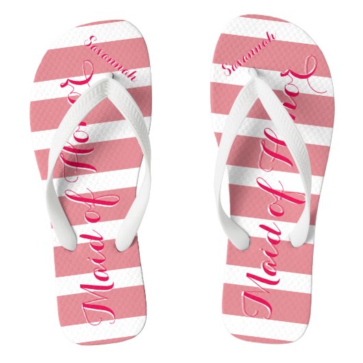 Gepersonaliseerd id van Honor Pink of Elke kleur Teenslippers (Voetbed)
