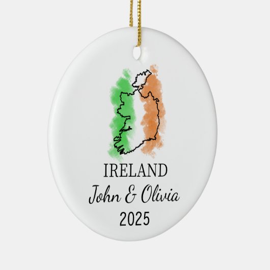 Gepersonaliseerd Ierland Ornament, Ierland Vlag Gi Keramisch Ornament (Rechts)