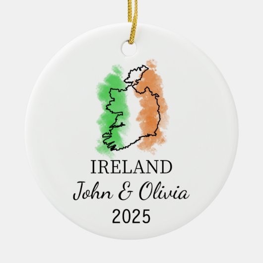 Gepersonaliseerd Ierland Ornament, Ierland Vlag Gi Keramisch Ornament (Voorkant)