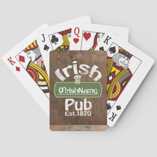 Gepersonaliseerd Iers café oud vat effect bord Pokerkaarten (Achterkant)