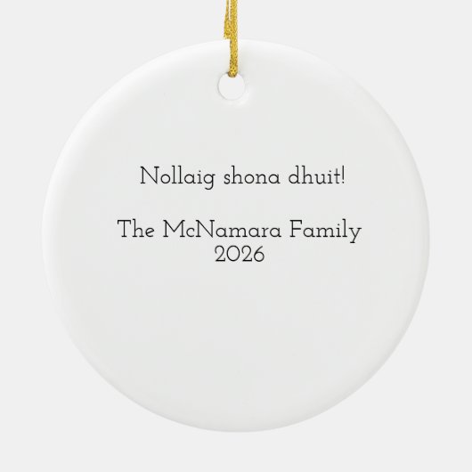 Gepersonaliseerd Iers Kerstmisornament Keramisch Ornament (Achterkant)