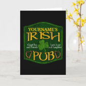 Gepersonaliseerd Iers Pub Sign Kaart (Gele Bloem)
