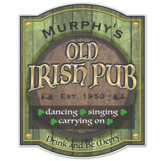 Gepersonaliseerd, Ierse pub teken Sticker (Voorkant)