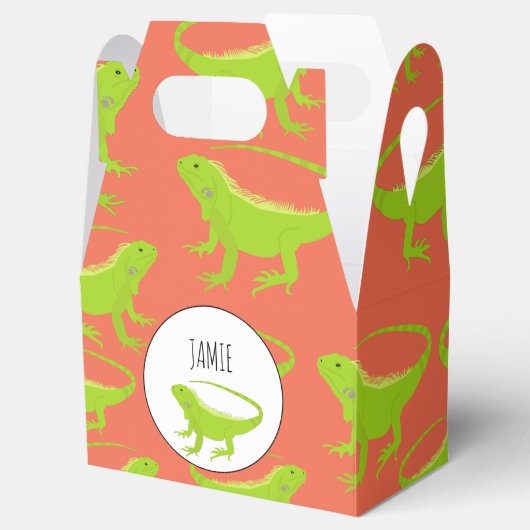 Gepersonaliseerd Iguana Lizard Pattern Bedankdoosjes (Geopend)