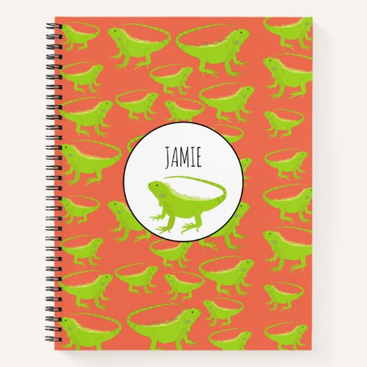 Gepersonaliseerd Iguana Lizard Pattern Notitieboek (Voorkant)