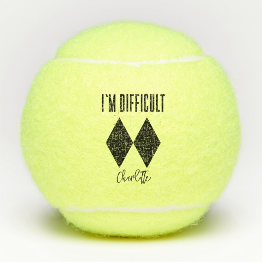 Gepersonaliseerd Ik ben Moeilijk Dubbele Zwarte Di Tennisballen (Voorkant)