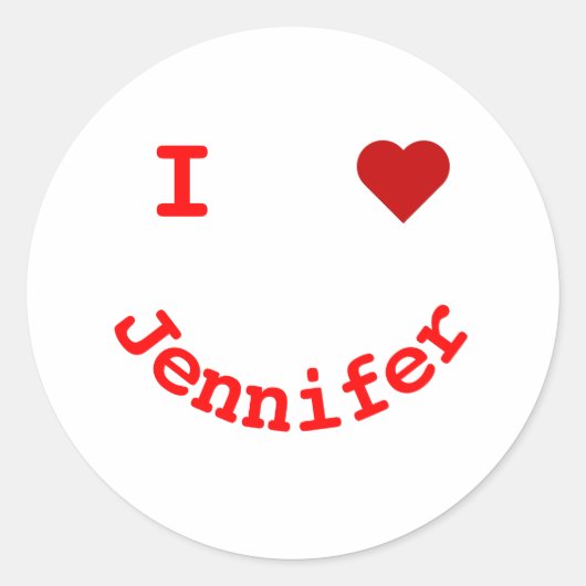 Gepersonaliseerd ik hart gelukkig gezicht ronde sticker (Voorkant)