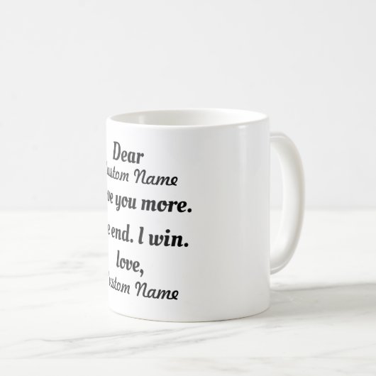 gepersonaliseerd Ik hou meer van je, het einde dat Koffiemok (Voorkant rechts)