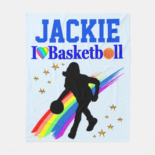 GEPERSONALISEERD IK HOU VAN BASKETBAL FLEECE DEKEN (Voorkant)