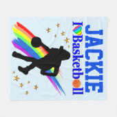 GEPERSONALISEERD IK HOU VAN BASKETBAL FLEECE DEKEN (Voorkant (Horizontaal))