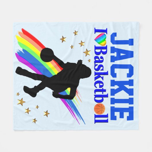 GEPERSONALISEERD IK HOU VAN BASKETBAL FLEECE DEKEN (Voorkant (Horizontaal))