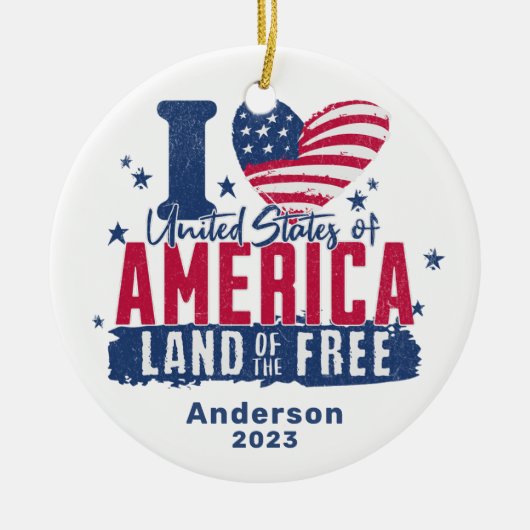 Gepersonaliseerd Ik hou van de Verenigde Staten va Keramisch Ornament (Voorkant)