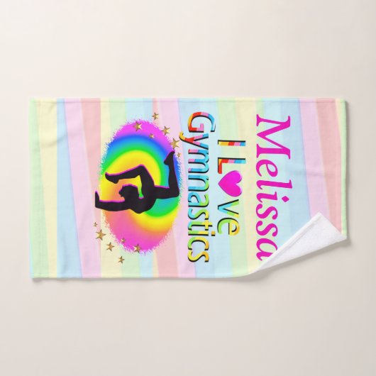  GEPERSONALISEERD IK HOU VAN GYMNASTIEK BADHANDDOE HANDDOEK (Handdoek)