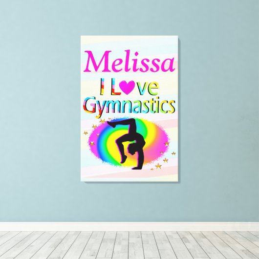 GEPERSONALISEERD IK HOU VAN GYMNASTIEK CANVAS PRIN (Insitu (Houten vloer))