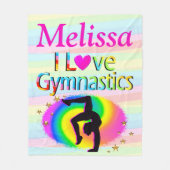 GEPERSONALISEERD IK HOU VAN GYMNASTIEK FLEECE DEKE (Voorkant)