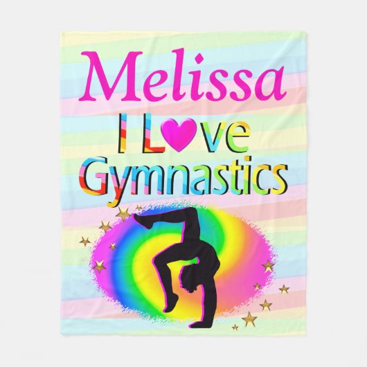 GEPERSONALISEERD IK HOU VAN GYMNASTIEK FLEECE DEKE (Voorkant)
