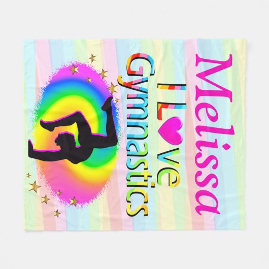 GEPERSONALISEERD IK HOU VAN GYMNASTIEK FLEECE DEKE (Voorkant (Horizontaal))