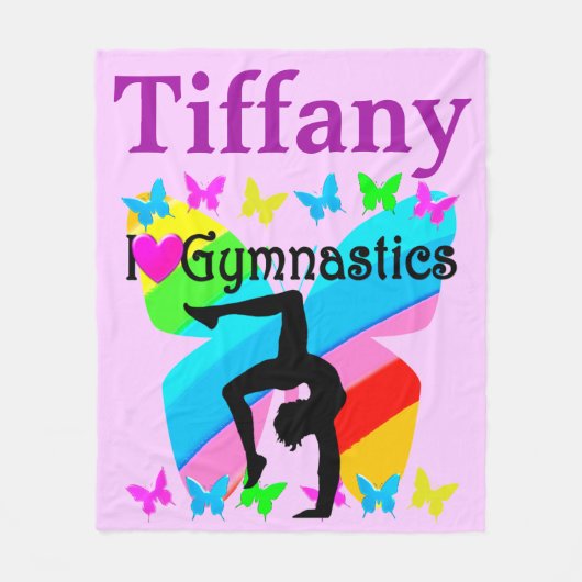 GEPERSONALISEERD IK HOU VAN GYMNASTIEK GEPERSONALI FLEECE DEKEN (Voorkant)