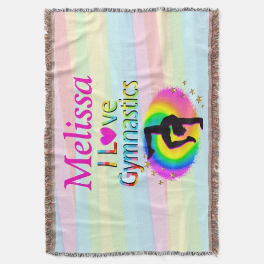 GEPERSONALISEERD IK HOU VAN GYMNASTIEK GOOI DEKEN (Voorkant Verticaal)