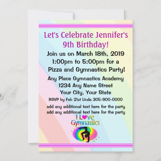 GEPERSONALISEERD IK HOU VAN GYMNASTIEK REGENBOOG U KAART (Achterkant)