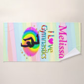 GEPERSONALISEERD IK HOU VAN GYMNASTIEK STRANDLAKEN BADHANDDOEK (Badhanddoek)