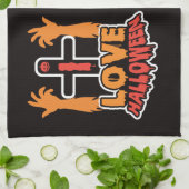 Gepersonaliseerd Ik hou van Halloween Haunted Theedoek (Gevouwen)