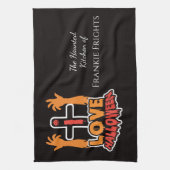 Gepersonaliseerd Ik hou van Halloween Haunted Theedoek (Verticaal)
