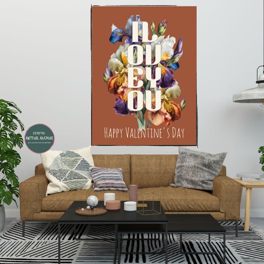 gepersonaliseerd ik hou van je bloem Valentijn Poster