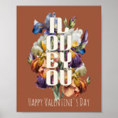 gepersonaliseerd ik hou van je bloem Valentijn Poster (Voorkant)
