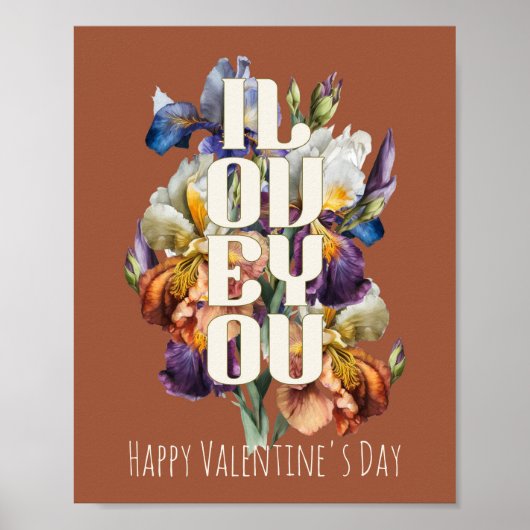  gepersonaliseerd ik hou van je bloem Valentijn Poster (Voorkant)