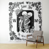 Gepersonaliseerd Ik hou van je tot de dood Skeleto Wandkleed (In situ)