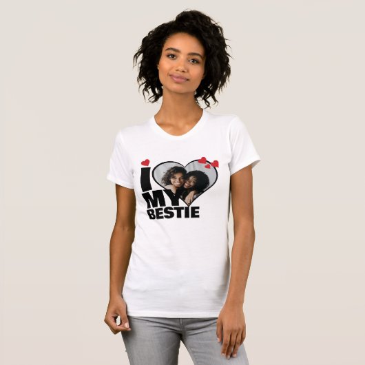 Gepersonaliseerd Ik hou van mijn Bestie Heart Phot T-shirt (Voorkant volledig)
