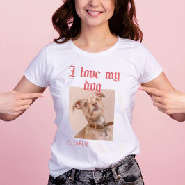 Gepersonaliseerd Ik hou van mijn hond Foto Rood T-shirt