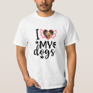 Gepersonaliseerd Ik hou van mijn hond foto T-shirt