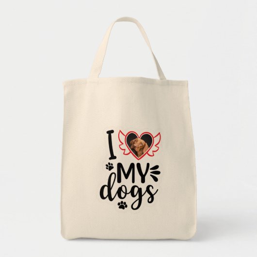 Gepersonaliseerd Ik hou van mijn hond foto T-shirt Tote Bag (Voorkant)