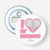 Gepersonaliseerd Ik Hou Van Mijn Man – Voeg Foto & Button Flesopener (Voorkant)