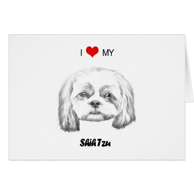 Gepersonaliseerd Ik hou van mijn Shih Tzu potlood  (Voorkant Horizontaal)