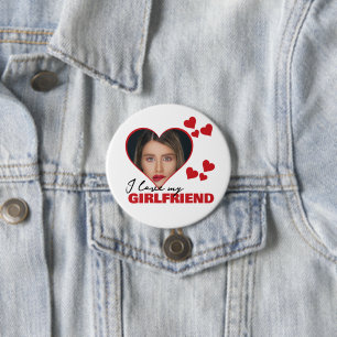 Gepersonaliseerd Ik hou van mijn Vriendin hartfoto Ronde Button 7,6 Cm
