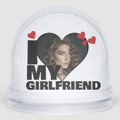 Gepersonaliseerd Ik hou van mijn Vriendin hartfoto Sneeuwbol (Voorkant)