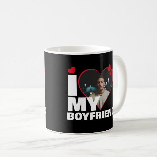 Gepersonaliseerd Ik hou van mijn vriendje Hartfoto Koffiemok (Voorkant rechts)