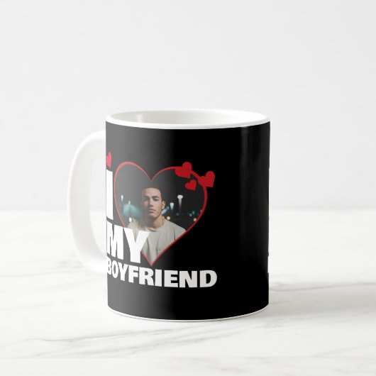 Gepersonaliseerd Ik hou van mijn vriendje Hartfoto Koffiemok (Voorkant links)