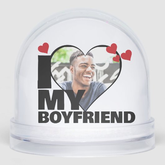 Gepersonaliseerd Ik hou van mijn vriendje Hartfoto Sneeuwbol (Voorkant)