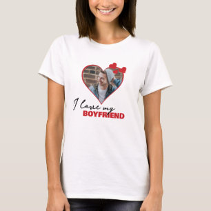 Gepersonaliseerd Ik hou van mijn vriendje Hartfoto T-shirt