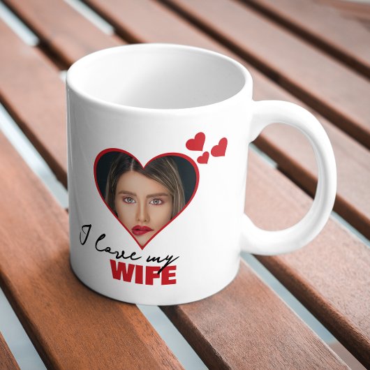 Gepersonaliseerd Ik hou van mijn vrouw hartfoto Koffiemok