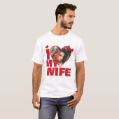 Gepersonaliseerd Ik hou van mijn vrouw hartfoto T-shirt (Voorkant volledig)