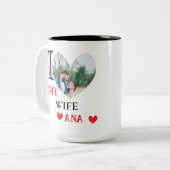Gepersonaliseerd Ik hou van mijn vrouw hartfoto Tweekleurige Koffiemok (Voorkant links)