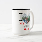 Gepersonaliseerd Ik hou van mijn vrouw hartfoto Tweekleurige Koffiemok (Voorkant rechts)