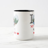 Gepersonaliseerd Ik hou van mijn vrouw hartfoto Tweekleurige Koffiemok (Center)