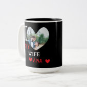 Gepersonaliseerd Ik hou van mijn vrouw hartfoto Tweekleurige Koffiemok (Voorkant links)